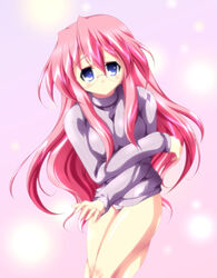 glasses ka2 long_hair lucky_star megane miyuki_takara pink_hair sweater