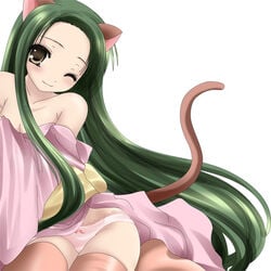 animal_ears cat_ears long_hair namamo_nanase nekomimi panties suzumiya_haruhi_no_yuuutsu tail thighhighs tsuruya underwear very_long_hair