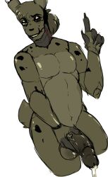 1boy 5_fingers anthro balls big_penis cum erection eyebrows five_nights_at_freddy's five_nights_at_freddy's_3 male male_only penis reikmer simple_background simple_coloring simple_shading solo solo_male springtrap springtrap_(fnaf) testicles white_background