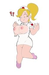 ! !! big_breasts blonde_female blonde_hair blonde_hair_female blush breasts breasts_out color edit female huge_breasts large_breasts nipple_slip nipples no_panties no_underwear nurse nurse_(terraria) nurse_cap nurse_uniform ponytail pubic_hair pussy solo surprised terraria third-party_edit unknown_artist vagina wardrobe_malfunction