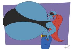 1girls anthro blue_skin breast_expansion eyepatch fake_breasts fish fish_girl huge_breasts hyper hyper_breasts implants joe-anthro joey-toons long_hair massive_breasts monster monster_girl overweight red_hair toby_fox undertale undertale_(series) undyne