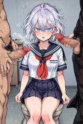 1girls 2boys 2d ai_generated female female_focus gangbang male senju_kawaragi tokyo_revengers