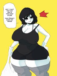 1girls big_breasts goth goth_girl oc pale-skinned_female pale_skin text text_bubble thick_thighs veronica_(saltynoodles) waifudekai