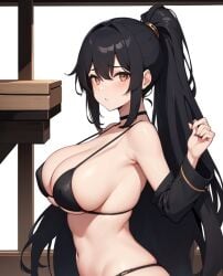 ai_generated anime anime_girl anime_style big_breasts bikini black_hair brown_eyes enza1316 female long_hair solo white_body