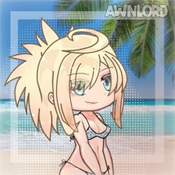 awnlord beach bikini blonde_hair blue_eyes gacha gacha_club gacha_heat gacha_life ponytail