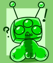 ! ? antennae antennae_(anatomy) disembodied_penis green_body green_eyes mallow_on_a_stick pussy slime slime_girl tagme transparent_body vagina