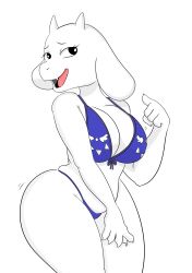 1girls 2010s 2018 anthro anthro_only bikini bikini_bottom bikini_top blue_bikini blue_bikini_bottom blue_bikini_top boss_monster caprine cowboy_shot delta_rune_(emblem) female female_anthro female_only floppy_ears furry furry_female furry_only goat goat_ears goat_horns horns masterboi monster monster_girl open_mouth open_mouth simple_background solo solo_anthro solo_female toriel undertale undertale_(series) white_background