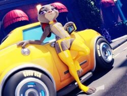 3_toes 3d_(artwork) anthro bikini breasts car city city_background clothing collar detailed detailed_background detailed_fur digital_media_(artwork) digitigrade disney erect_nipples eyelashes feet female full-length_portrait fur garter_belt garter_straps glistening glistening_clothing grey_body grey_fur hi_res judy_hopps lagomorph latex_thigh_highs leaning leaning_back legwear leporid light lighting long_ears looking_at_viewer looking_down looking_down_at_viewer low-angle_view mammal multicolored_body multicolored_fur navel navel_piercing navel_ring nipple_outline nipples outside piercing pink_nose pinup pochemu portrait pose purple_eyes rabbit ring_piercing small_breasts solo street string_bikini swimwear thigh_highs tight_clothing toeless_legwear toes two_tone_body two_tone_fur vehicle white_body white_fur yellow_clothing zootopia