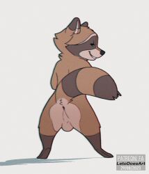 2023 animated anthro anus ass backsack balls biped black_body black_fur brown_body brown_fur digital_media_(artwork) fur genitals letodoesart looking_at_viewer looking_back looking_back_at_viewer male mammal markings multicolored_body multicolored_fur procyonid raccoon ring_(marking) ringtail semi-anthro shaking_butt simple_background smile solo tail tail_markings tan_body tan_fur white_background