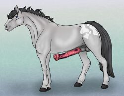 animal_genitalia animal_penis appaloosa balls belly_slapping black_hair black_hooves black_mane black_tail blaze_(marking) blue_eyes draft_horse equid equine equine_genitalia equine_penis erection facial_markings feral flared_penis gayletrotter genitals hair head_markings hi_res hooves horse looking_at_viewer male mammal mane markings masturbation medial_ring penile penile_masturbation penis quadruped sheath side_view smile smiling_at_viewer solo tail