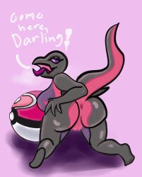 2d anthro anus ass_focus breasts bubble_butt fat_ass female female_anthro female_focus female_only glistening_body hand_on_butt large_breasts lizard love_ball nintendo open_mouth pink_background pink_nipples pokémon_(species) pokeball pokemon pokemon_(species) presenting_hindquarters pussy reptile salazzle scalie seductive seductive_pose spread_legs text thick thick_thighs tongue tongue_out visible_breath