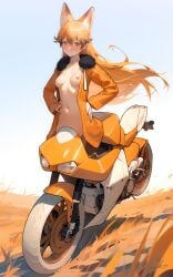 absurd_res canid canid_taur canine canine_taur corpsmanwelt cybernetics cyborg ezo_red_fox_(kemono_friends) female fox fox_taur hair hi_res kemono_friends living_machine living_vehicle long_hair machine mammal mammal_taur motorcycle_taur solo solo_focus sweatshirt taur vehicle