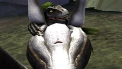 3d ark_survival_evolved cloaca dinosaur lying_on_back raptor reptile willie_piv