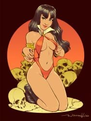 1girls blush breasts kneeling looking_at_viewer nipple_slip sideboob solo_female thick_thighs vampire vampire_girl vampirella wintonkidd