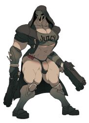 1boy activision balls bara barazoku blizzard_entertainment bulge bulge_through_clothing flaccid gabriel_reyes gay hi_res highres human male male_focus male_only manly muscular_male overwatch overwatch_2 penis penis_outline reaper remert solo solo_male yaoi