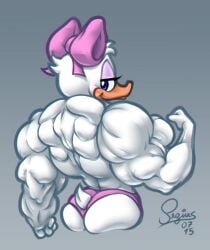 ass back biceps big_muscles bird blue_eyes daisy_duck dat_ass disney duck extreme_muscles female huge_muscles large_ass large_muscles muscles muscular_female pegius