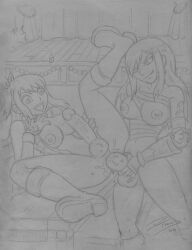 2futas anal areolae balls bandage big_breasts big_penis breasts commission commissioner_upload detailed_background dtiberius duo erection erza_scarlet fairy_tail futa_on_futa futa_only futa_sans_pussy futanari human hung_bottom intersex lucy_heartfilia monochrome nipples nude penis sex sketch tagme traditional_media_(artwork)