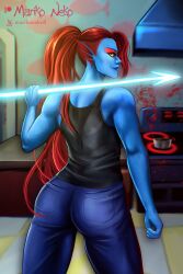 2d 2d_(artwork) 2d_artwork blue_body clothed color marikoneko marikoneko0 muscular muscular_female tagme toby_fox undertale undertale_(series) undyne