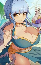 alternate_costume bikini blue_bikini blue_hair blue_swimsuit breasts cleavage commission female female_only fire_emblem fire_emblem:_three_houses fire_emblem_heroes looking_at_viewer marianne_von_edmund marianne_von_edmund_(summer) nintendo official_alternate_costume solo swimsuit yamisan