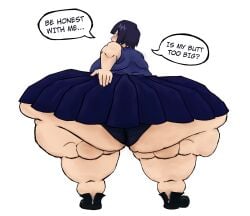 1girls ass back_view bbw big_ass dialogue fat fat_ass female hand_on_ass huge_ass kyoka_jiro lamosca99 massive_ass my_hero_academia overweight overweight_female panties text wide_hips