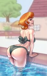 1girls big_ass big_butt cartoon_network dexter's_laboratory dexter's_mom female female_focus female_only javelin_(artist) light-skinned_female light_skin looking_back mature_female milf mother rear_view short_hair thick_thighs