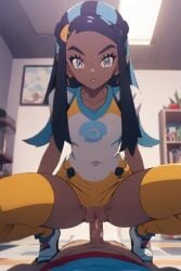 ai_generated aigeneratedp cowgirl_position dark-skinned_male gym_leader looking_at_viewer male_pov nessa_(pokemon) pokemon pov pov_eye_contact riding riding_penis squatting squatting_cowgirl_position squatting_on_penis