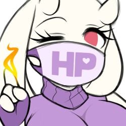 alternate_universe altertale altertale_au altertale_toriel big_breasts breasts clothed clothing female_only friisans gloves looking_at_viewer mask masked_female one_eye_closed pink_eyes solo toriel toriel_au undertale undertale_(series) undertale_au undertale_fanfiction white_background wink winking_at_viewer