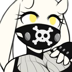 alternate_universe altertale altertale_toriel big_breasts breasts clothed clothing female_only friisans gloves goth goth_girl gothic looking_up mask masked_female solo toriel toriel_au undertale undertale_(series) undertale_au undertale_fanfiction white_background yellow_eyes