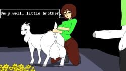 1boy 2girls aged_up ai_voice_acted animal animated anthro asriel_dreemurr breast_grab breast_play breast_squish breasts brown_eyes brown_hair brown_pants caprine chara crotchboobs cum cum_while_sucking doggy_style e621 english_text erection female female/female female_feral female_human female_on_feral feral flower furry goat green_shirt huge_breasts human_female insaneanimus interspecies longer_than_3_minutes lying male male/female male_on_feral mp4 on_back oral penetration penis plant pussy rape rear_view sex shorter_than_two_minutes sound spanish_voice_acting standing sucking sucking_nipples tail_grab teats threesome toriel trio udders uncensored_breasts uncensored_penis undertale undertale_(series) vaginal vaginal_penetration video what white_fur white_skin zoophilia