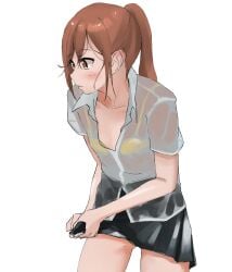 bra brown_eyes brown_hair hori-san_to_miyamura-kun hori_kyouko horimiya see-through_clothing skirt tagme wet_clothes