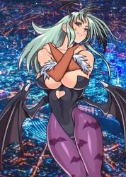 akisu_k batwings clothed clothing darkstalkers female female_only large_breasts morrigan_aensland solo succubus tagme