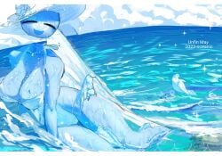 1girls 2023 aesthetic animal beach big_breasts bird blue_body breasts cleavage closed_eyes cloud countryhumans countryhumans_girl english_text female female_only hat hourglass_figure legs ocean oceanic_pallete on_side open_smile outdoors pigeon sea sky smile smiling_at_viewer smooth_skin sparkles sun_hat swimsuit text united_nations united_nations_(countryhumans) water waves wet wet_body white_hat white_swimsuit wings