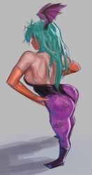 batwings clothed clothing darkstalkers davecavedraws drawn female female_only morrigan_aensland small_breasts solo tagme