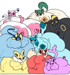 big_ass bubble_butt eeveelution espeon flareon glaceon huge_breasts jolteon leafeon overweight pokemon pokemon_(species) snooz_e_boi sylveon umbreon vaporeon