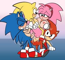 1girls 3boys amy_rose anal black_eyes blush classic_amy_rose classic_sonic demichan demilanchan double_penetration female foursome male paizuri segasonic_bros. sonic_(series) sonic_the_hedgehog tagme vaginal_penetration