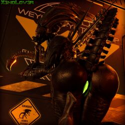 3d absurd_res alien alien_(franchise) anus ass big_butt black_body black_skin crown dbd dead_by_daylight digital_drawing_(artwork) digital_media_(artwork) digitigrade female female_xenomorph genitals headgear hi_res huge_filesize open_mouth presenting presenting_hindquarters pussy solo spikes spikes_(anatomy) thekidxeno thick_thighs wide_hips xenomorph xenomorph_queen