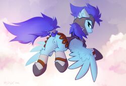 2023 accessory anus armor ass big_tail blue_body blue_feathers blue_fur blue_hair blue_mane blue_tail clothing cutie_mark digital_media_(artwork) ear_tuft equid equine eyelashes fan_character feathered_wings feathers female feral flying footwear fur furgonomics genitals green_eyes hair hasbro headgear helmet hi_res jewelry kejifox leg_tuft mammal mane my_little_pony pegasus pussy ring signature socks solo tail tail_accessory tail_jewelry tail_ring tuft wind_fury_(oc) wings