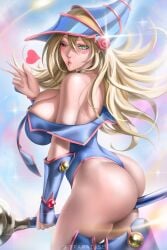 ass back bubble_butt dark_magician_girl duel_monster leotard looking_back we1cometoparadiseart welcometoparadise wtparadise yu-gi-oh!