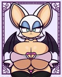 barely_clothed big_breasts boob_window clothed female female_only huge_breasts princess_jomes rouge_the_bat sonic_(series) underboob