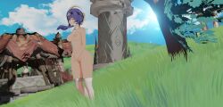 3d 3d_(artwork) assdepik big_breasts candace_(genshin_impact) dark_skin genshin_impact hilichurls_(species) monster nipples outdoors outside pussy stockings