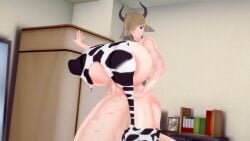 1futa 3d cow_print flaccid futanari gigantic_breasts gigantic_penis grenadekisses koikatsu solo sophia_(punky)