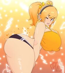 bbw chubby headphones huge_ass large_ass pinup plump plump_ass pochaco presenting_hindquarters purpleguyri riley_moore_(artist) super_pochaco tagme thick_thighs twintails wink winking_at_viewer yellow_hair