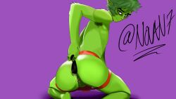 ass beast_boy dc dc_comics dildo garfield_logan gay genitals green_ass green_body green_eyes green_hair green_skin horny jockstrap male_only novan7 nsfw precum solo solo_male yaoi