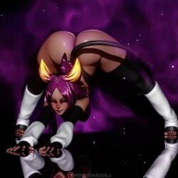 1:1 animated ass big_ass big_breasts bleach bleach:_the_thousand-year_blood_war breasts bubble_ass bubble_butt cat_ears cat_tail dark-skinned_female dark_skin female jack-o_pose purple_hair rushzilla shihouin_yoruichi shorter_than_10_seconds tagme video