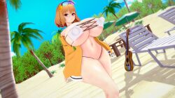 3d anis_(nikke) beach bikini camtri female goddess_of_victory:_nikke hyper_breasts koikatsu nipple_bulge