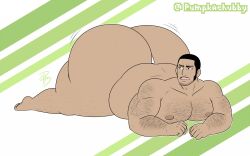 1boy big_ass big_butt big_chest black_hair golden_kamuy hairy_arms hairy_ass hairy_body hairy_butt hairy_chest huge_ass huge_butt jiggling_ass jiggling_butt laying_on_stomach male male_only pumpkachubby solo solo_male tanigaki_genjirou thong wobbling_ass wobbling_butt