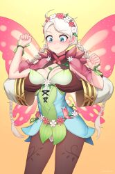 1boy 1girls absurdres ahoge alternate_costume black_pantyhose blue_eyes blush bodystocking braid breast_grab breasts butterfly_wings capelet chikaretsu cleavage commission double_breast_grab fairy fairy_wings female female_focus fire_emblem fire_emblem_fates fire_emblem_heroes flower grabbing grabbing_another's_breast grabbing_from_behind groping hair_flower hair_ornament hair_vines hairband harness highres kiran_(fire_emblem) kiran_(male)_(fire_emblem) leaf_bracelet long_hair low_twin_braids male medium_breasts nina_(fire_emblem) nina_(resplendent)_(fire_emblem) nintendo non-web_source official_alternate_costume pantyhose parted_lips pink_capelet plant solo_focus turtleneck twin_braids vines white_hair wings