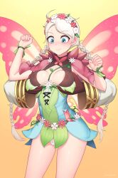 1boy 1girls absurdres ahoge alternate_costume assisted_exposure bare_legs blue_eyes blush bodystocking braid breast_grab breasts butterfly_wings capelet chikaretsu cleavage commission double_breast_grab fairy fairy_wings female female_focus fire_emblem fire_emblem_fates fire_emblem_heroes flower grabbing grabbing_another's_breast grabbing_from_behind groping hair_flower hair_ornament hair_vines hairband harness highres kiran_(fire_emblem) kiran_(male)_(fire_emblem) leaf_bracelet long_hair low_twin_braids male medium_breasts nina_(fire_emblem) nina_(resplendent)_(fire_emblem) nintendo nipples non-web_source official_alternate_costume parted_lips pink_capelet plant solo_focus turtleneck twin_braids vines white_hair wings