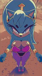 anthro aqua_hair big_breasts blue_eyes breasts cosplay fan_character female female_focus female_only lucia_the_hedgehog mafygames shantae sonic_(series) sonic_the_hedgehog_(series) suit