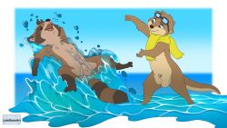 16:9 4k absurd_res anthro hi_res lee_(tamerlee) letodoesart male male/male mammal mustelid otter procyonid raccoon rico_(letodoesart) widescreen